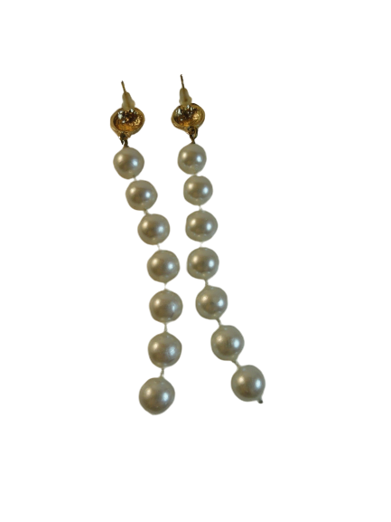 Earrings Pierced Dangly Gold & Pearls (SKU 004003-4)