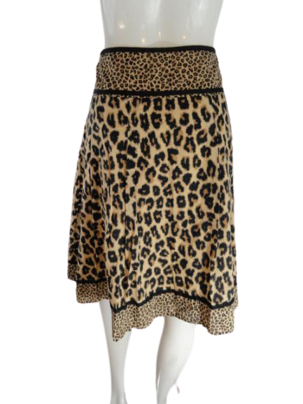 Jones NY 70's Leopard Midi Skirt Tan Size 10 SKU 000105