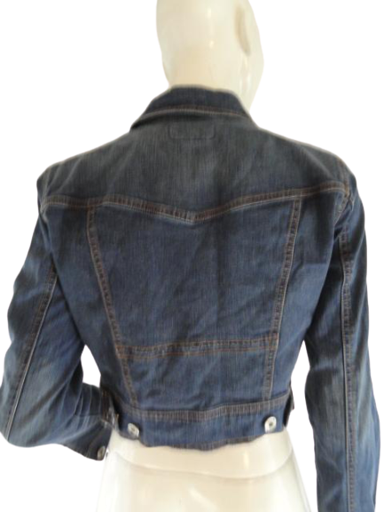 Load image into Gallery viewer, Level 99 90&amp;#39;s Cropped Denim Jacket Blue Size M SKU 000058
