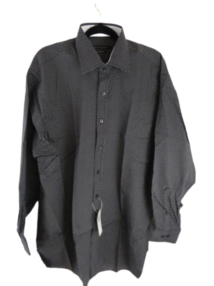 Men's Sean John 60's LS Shirt Black Size 17 1/2 34/35 Big NWT SKU 000162