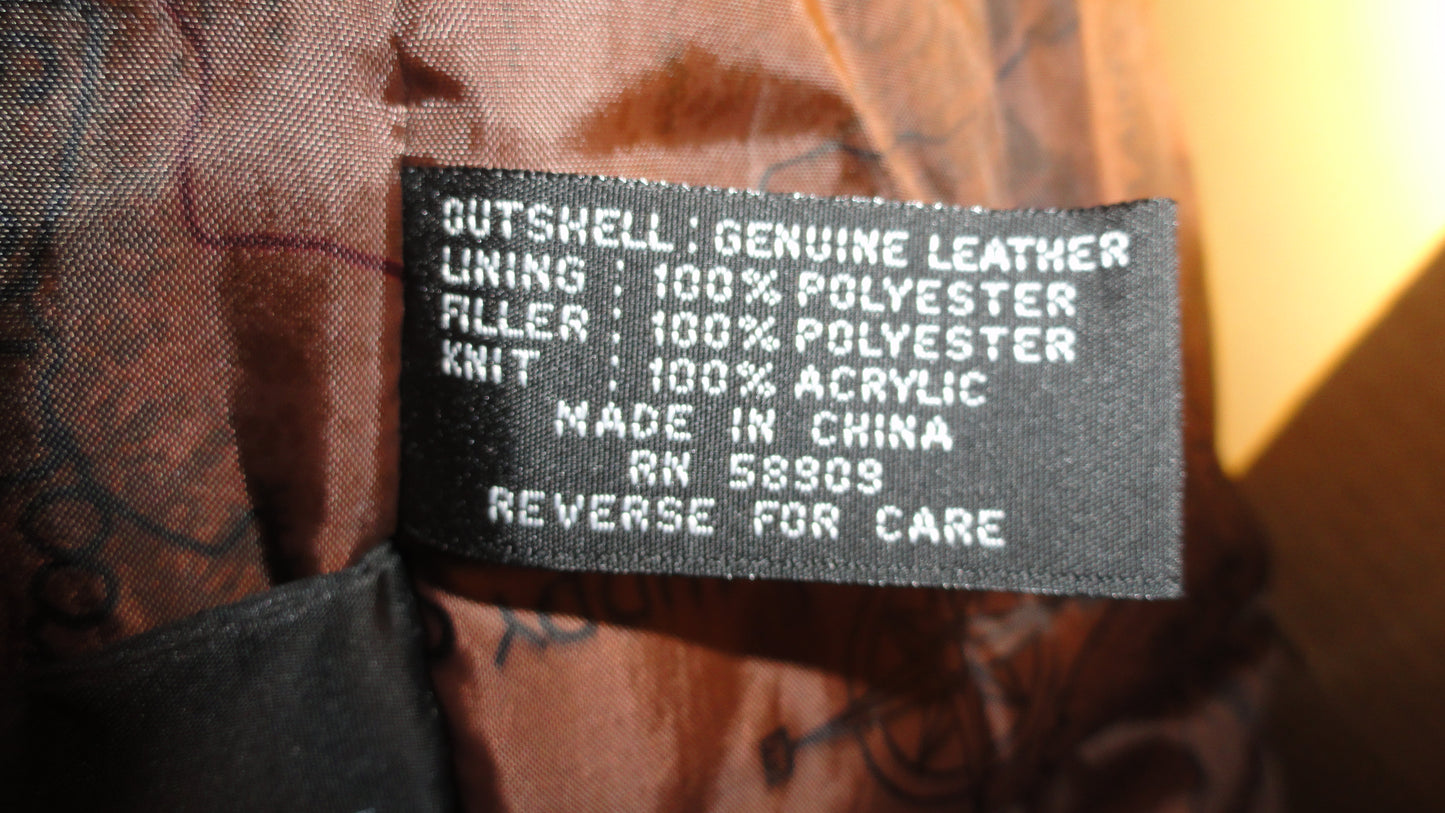 Roundtree and Yorke 70's Genuine Leather Bomber Jacket Size LG SKU 000157