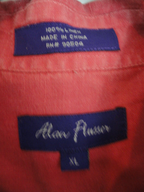 Load image into Gallery viewer, Men&amp;#39;s Alan Fusser 80&amp;#39;s Linen SS Shirt Red Size XL SKU 000275-3
