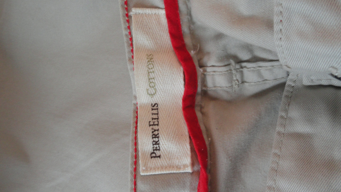 Perry Ellis Cottons Men's Khaki Pants SKU 000159