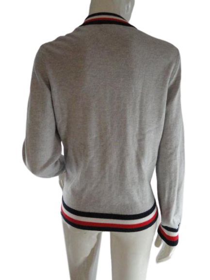 Load image into Gallery viewer, Tommy Hilfiger 80&amp;#39;s Long Zip UP Sweater Gray Size M SKU 000090
