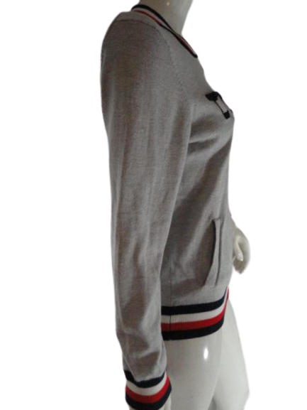 Load image into Gallery viewer, Tommy Hilfiger 80&amp;#39;s Long Zip UP Sweater Gray Size M SKU 000090
