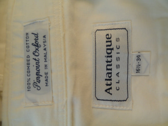 Atlantique 70's Classic White Button Down Dress Shirt Long Sleeve Size 16 ½ , 34 SKU 000166