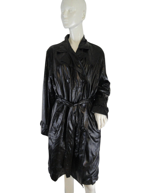 Load image into Gallery viewer, Anne Klein 70&amp;#39;s Raincoat Black Size 1X SKU 000104

