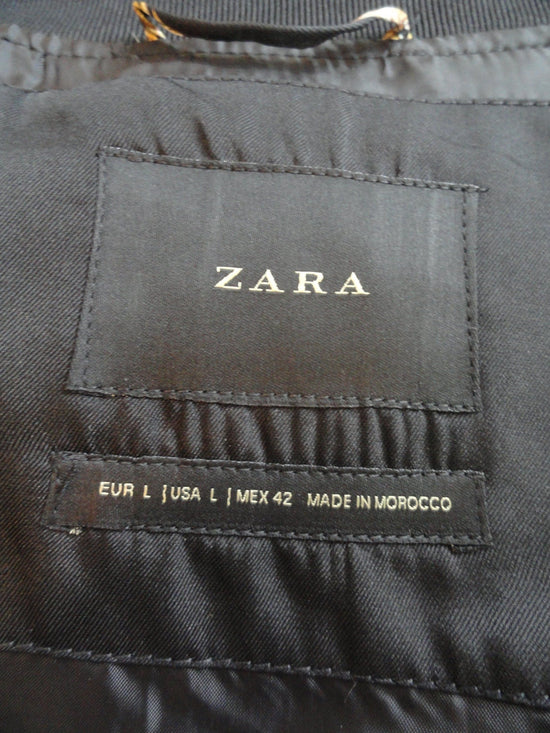 Load image into Gallery viewer, Zara 80&amp;#39;s Baseball Jacket Black &amp;amp; Gold Size L SKU 000106-3
