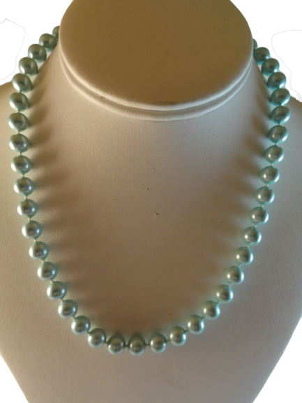 Necklace Pearls Light Aqua Green SKU 004007-3