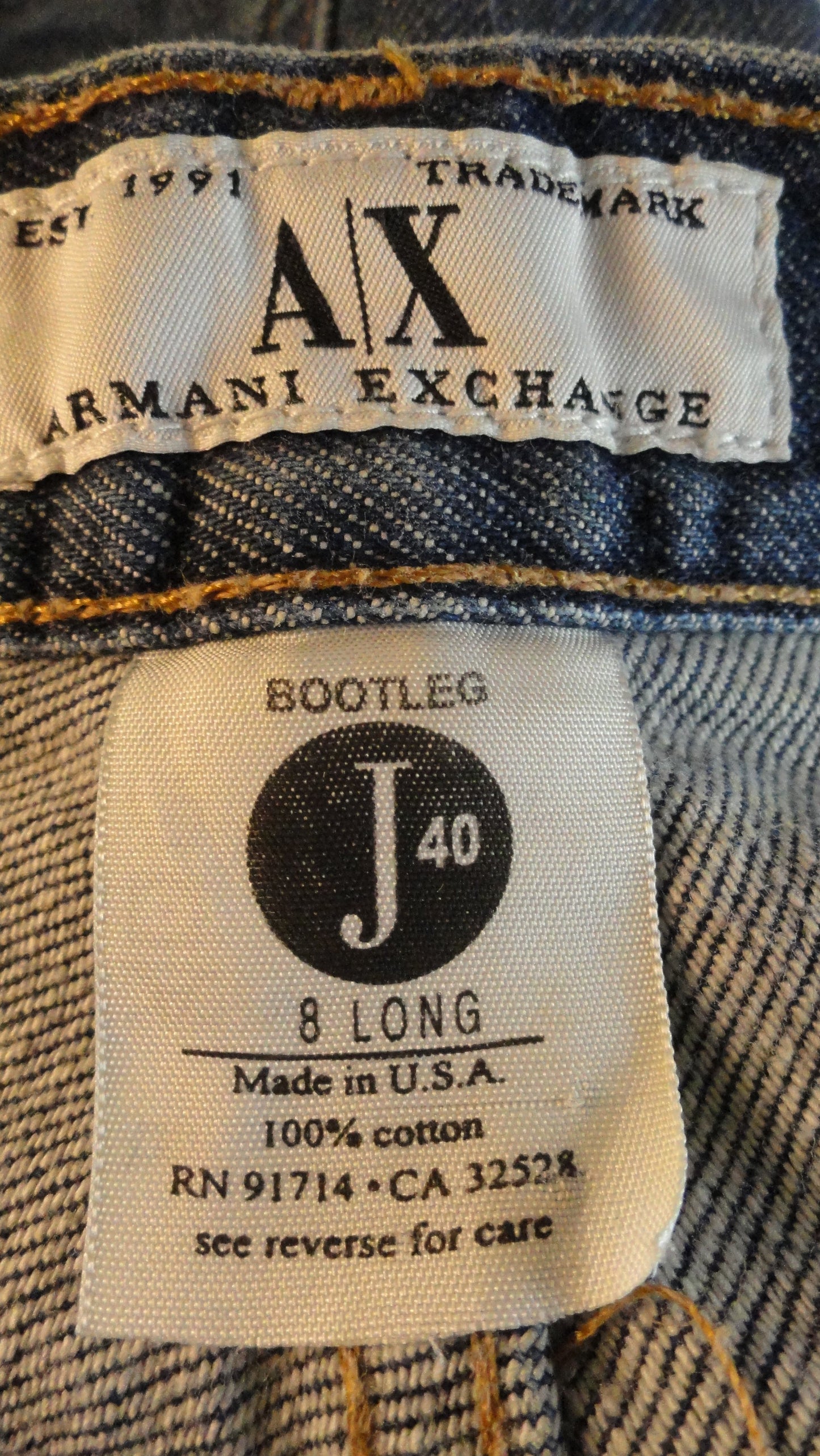 Load image into Gallery viewer, Armani Exchange 80&amp;#39;s Blue Jeans Size 8 Long SKU 000052
