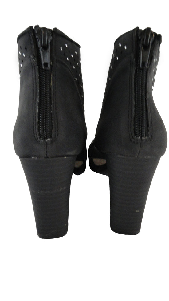 C Ankle Block Heel Booties Black with Silver Rhinestone Studs Size 3M SKU 000277-3