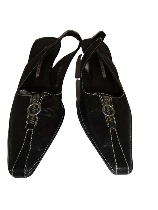 Load image into Gallery viewer, Donald Pliner Heels Black Handmade in Spain Size 6M SKU 000277-2
