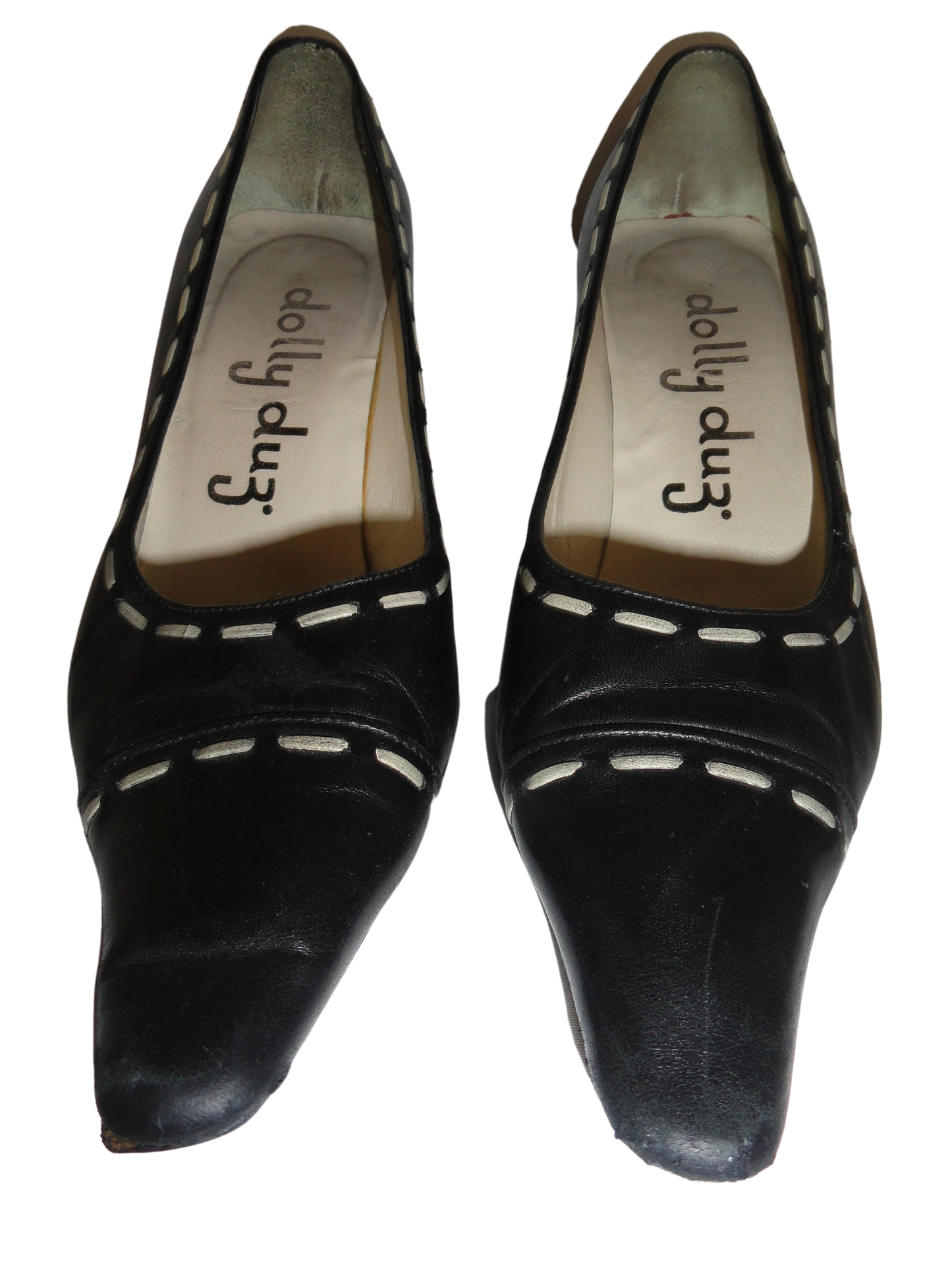 Dolly Duz High Heels Black Leather and White Leather Laced Size 5-1/2 SKU 000277-1