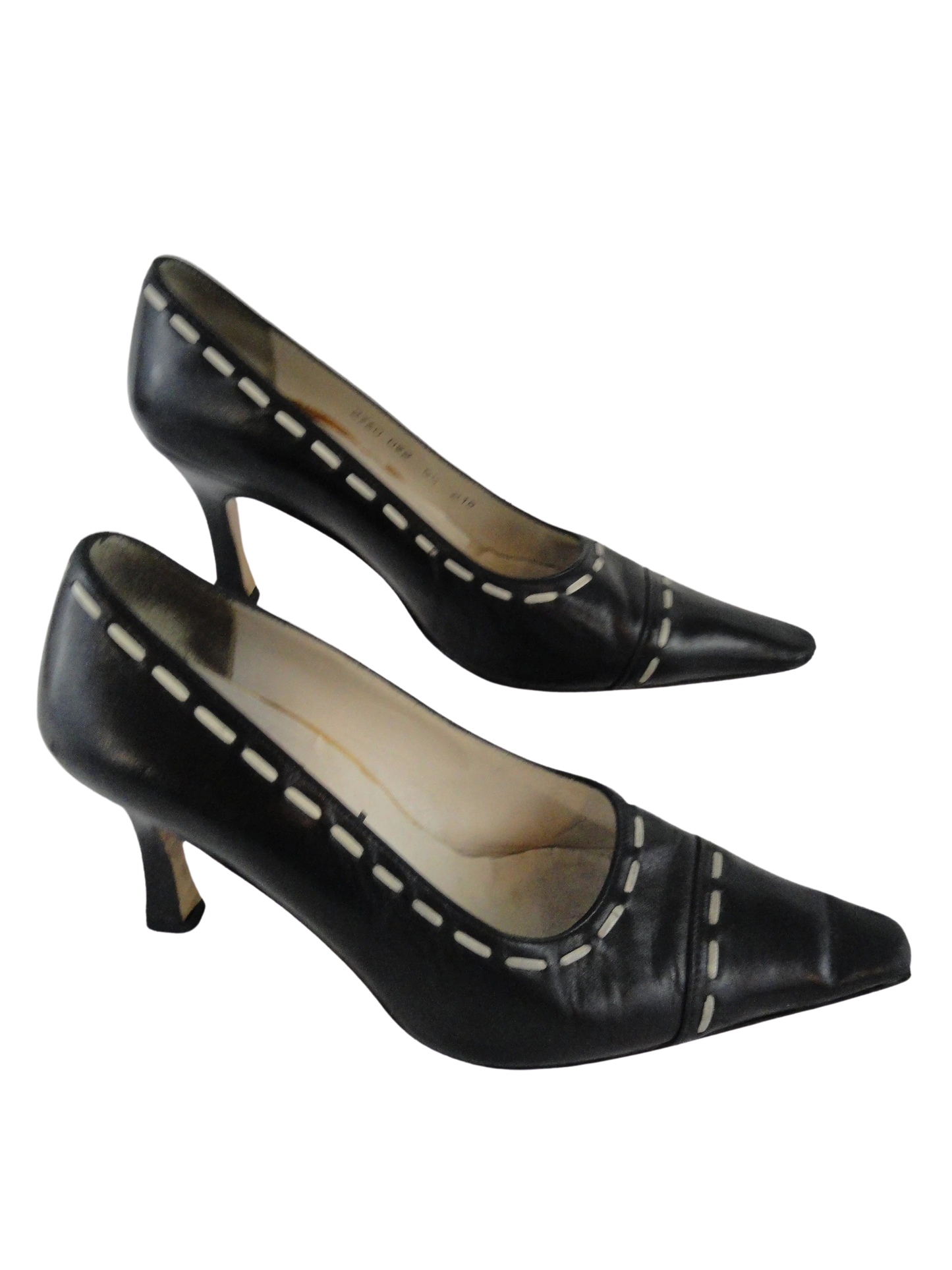 Dolly Duz High Heels Black Leather and White Leather Laced Size 5-1/2 SKU 000277-1