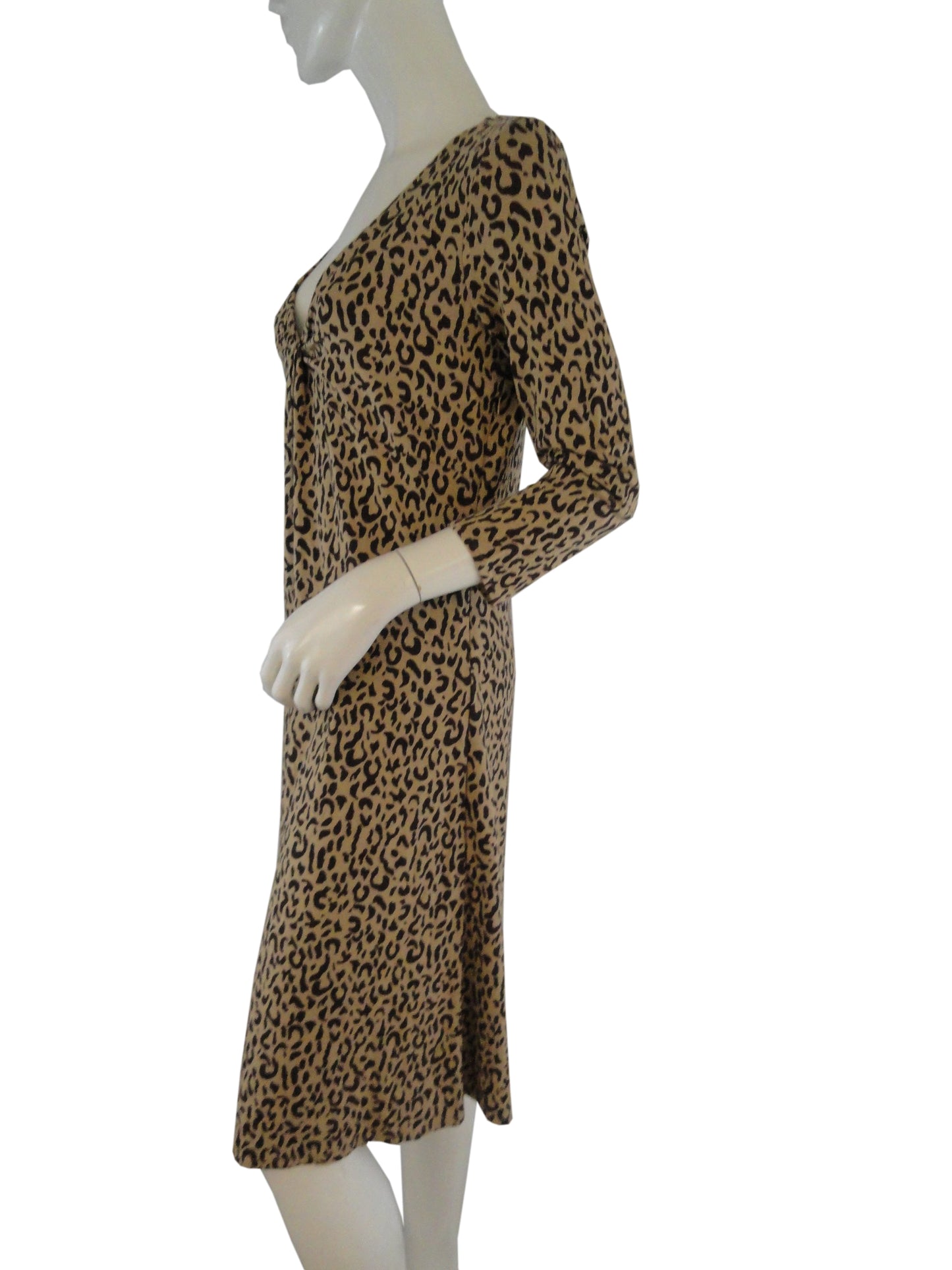 Load image into Gallery viewer, Ann Taylor Loft light brown with dark brown design Dress Size 10 SKU 000125
