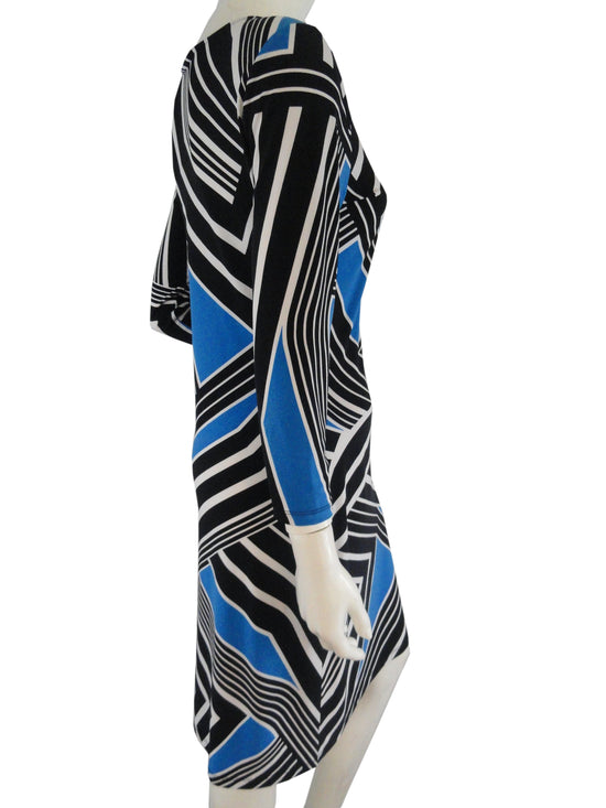 Calvin Klein Black, White and Blue Dress Size 8 SKU 001003