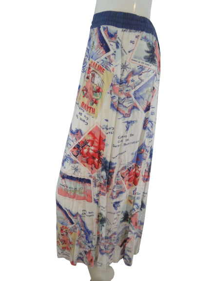 Peter Som 90's Long Skirt with Travel Designs Size L SKU# 000226