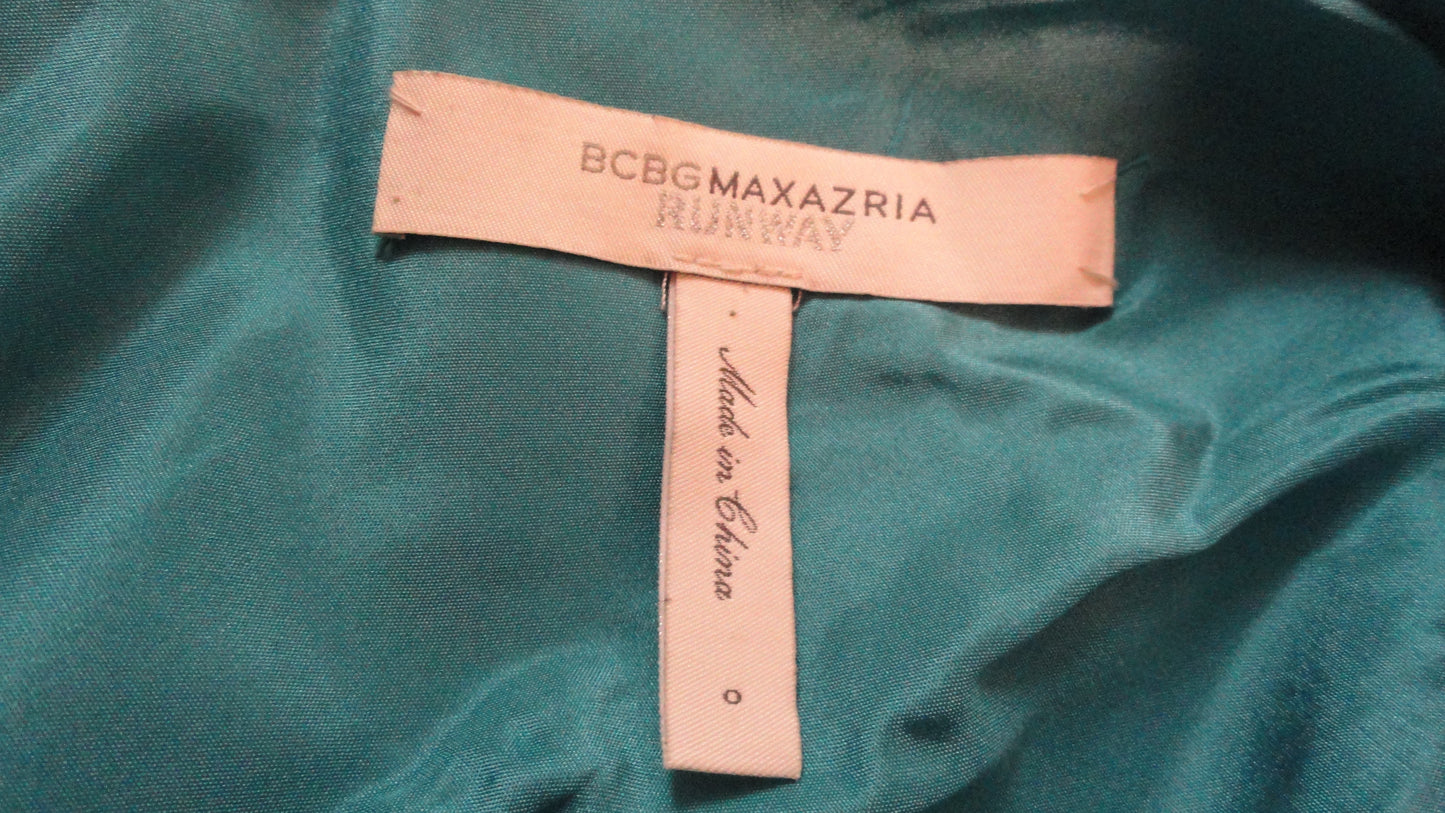 BCBG Maxazria Runway Teal  Above Knee Party Dress Size 0 SKU 000172