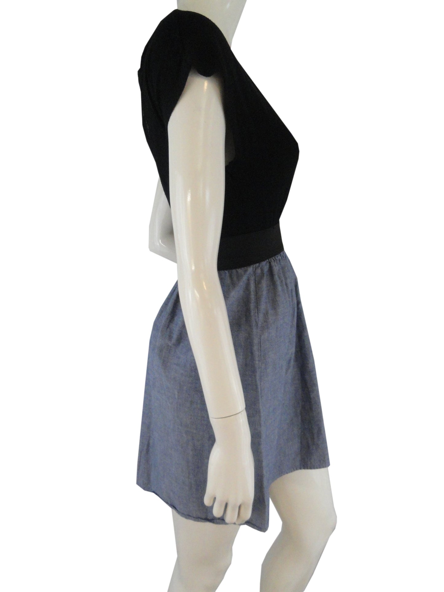 Load image into Gallery viewer, Blue Denim Dress with Black Size Extra Small SKU 001003
