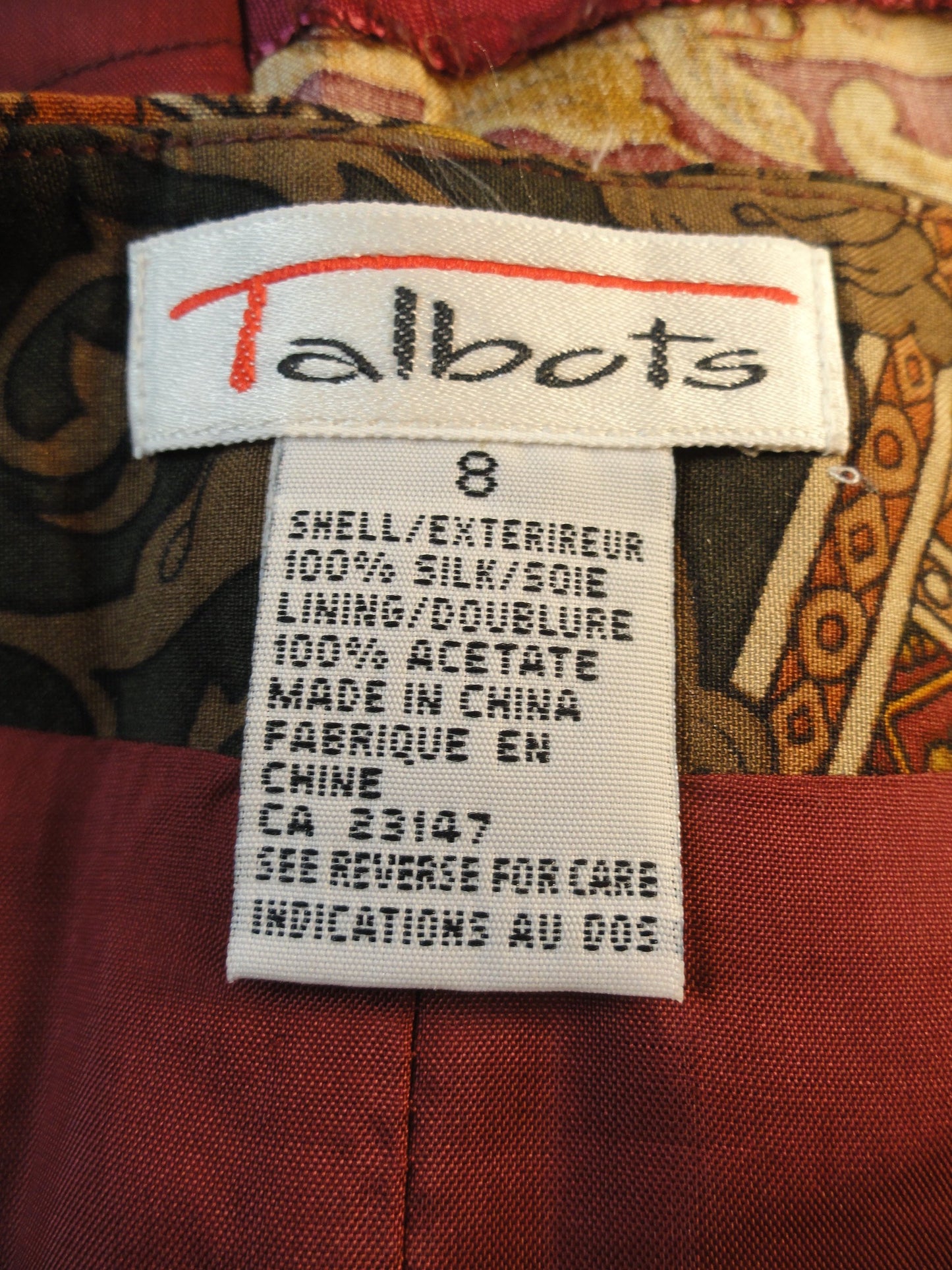 Talbots Wrap Around Paisley Skirt Size 8 SKU 000094