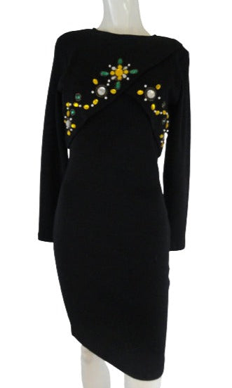 Load image into Gallery viewer, Andrea Jovine Long Sleeve Black Dress Size Small SKU 001006

