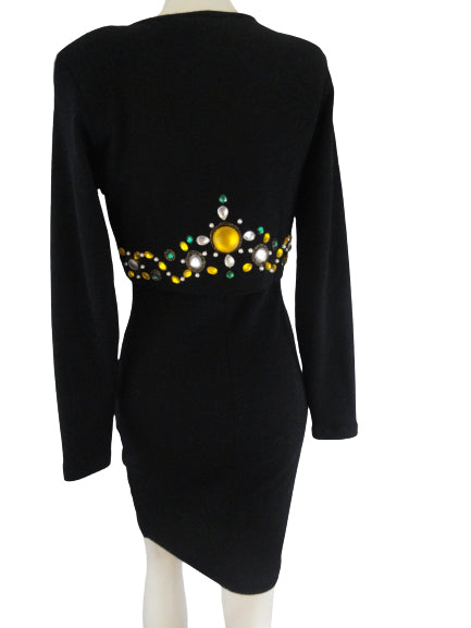 Load image into Gallery viewer, Andrea Jovine Long Sleeve Black Dress Size Small SKU 001006
