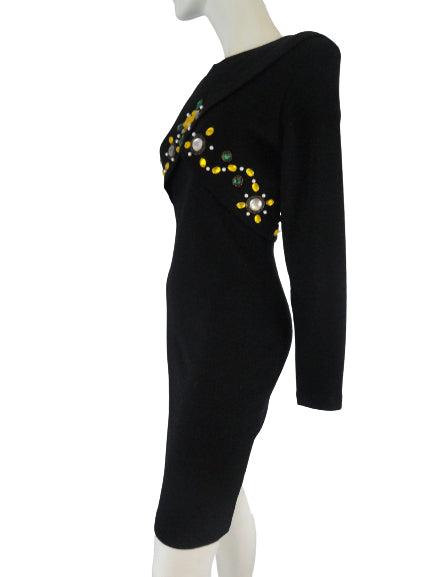 Andrea Jovine Long Sleeve Black Dress Size Small SKU 001006