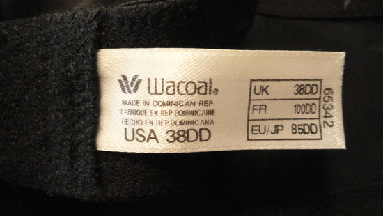 Wacoal 60's Black Bra Size 38 DD SKU 000174