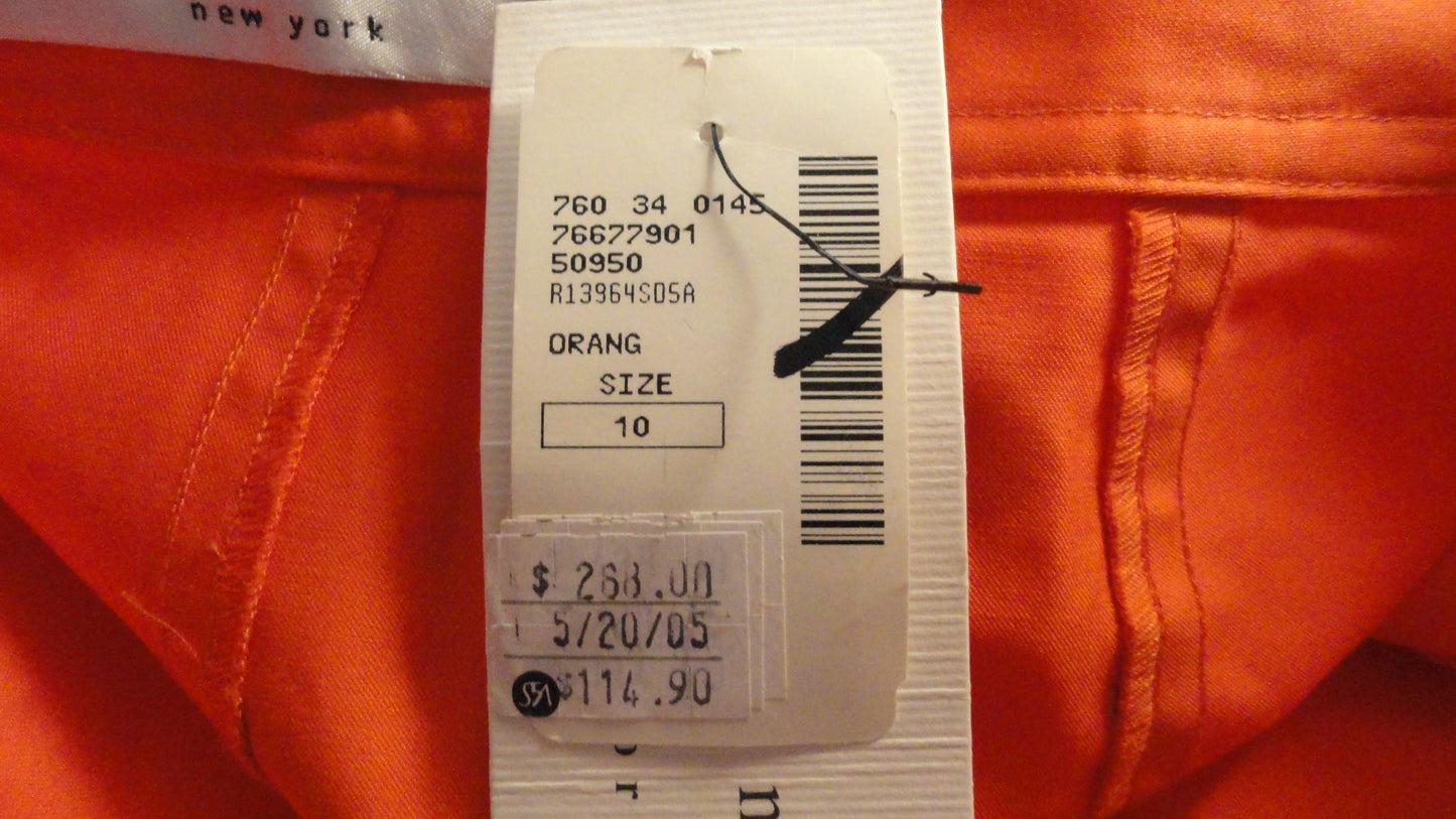 Charles Nolan 80's Orange Skirt 100% Cotton Size 10 SKU 000174