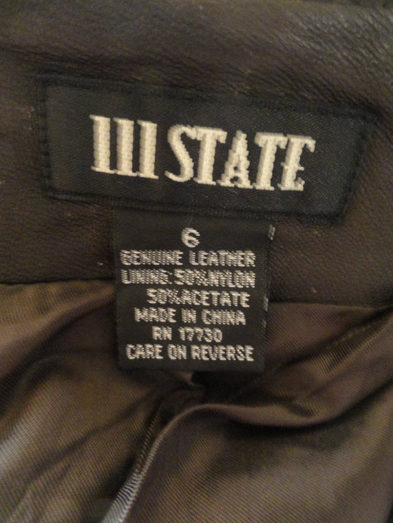 III State 60's Dark Brown Leather Below Knee Length Skirt Size 6 SKU 000074