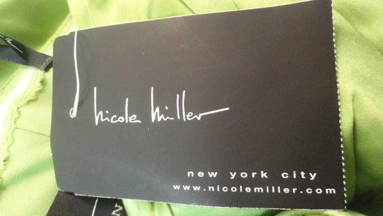 Nicole Miller 70's 100% Silk Strapless Lime Green Fun Cocktail Dress Size 6 SKU 000201