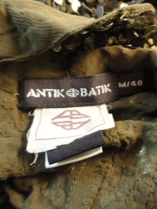 Antik & Batik 80's Jacket Olive Green Sequins Long Sleeves Size M SKU 000096