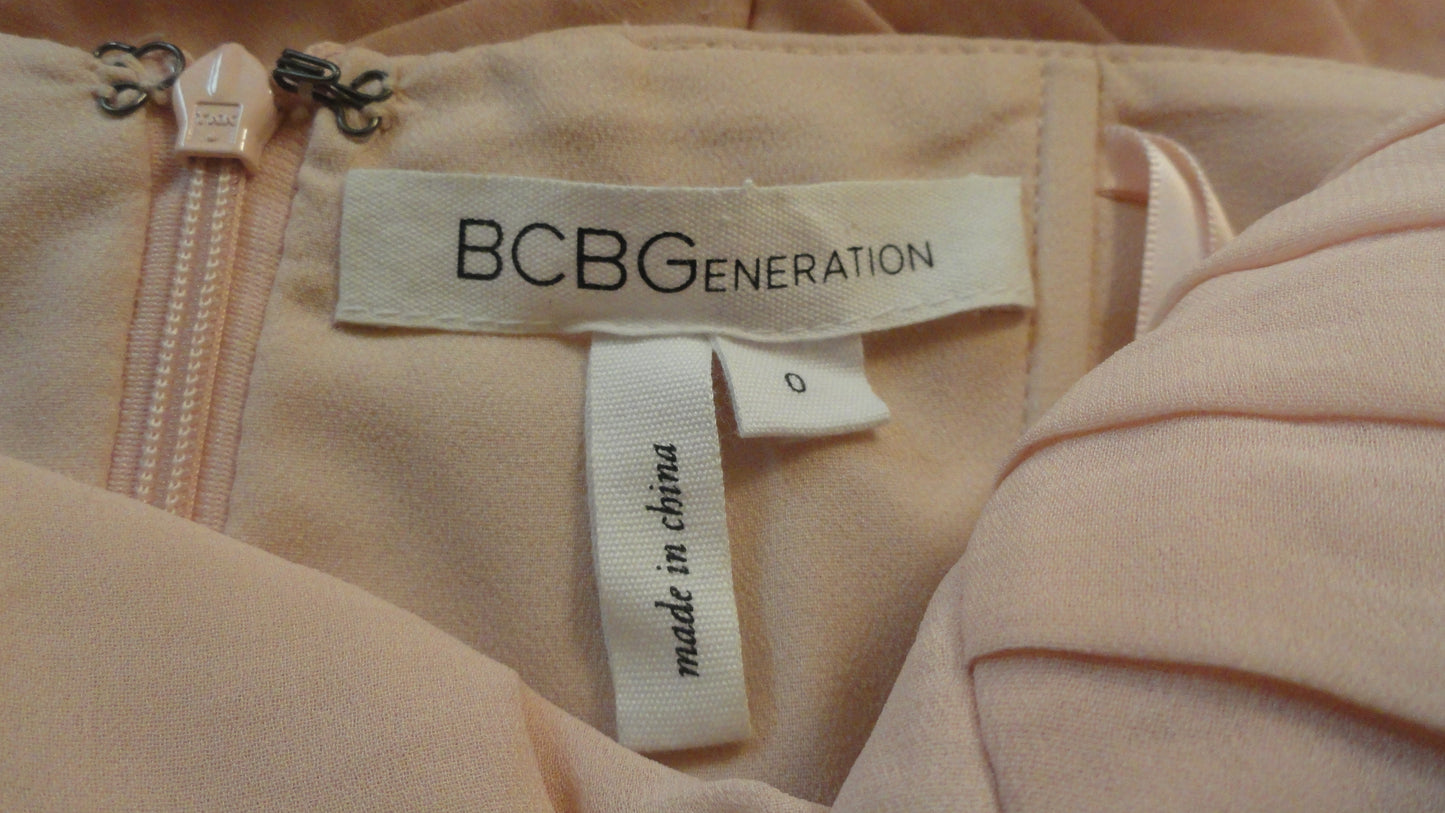 BCBG Generation 80's Pale Pink Sheer Dress with Sweetheart Neckline Size 0 SKU 000201