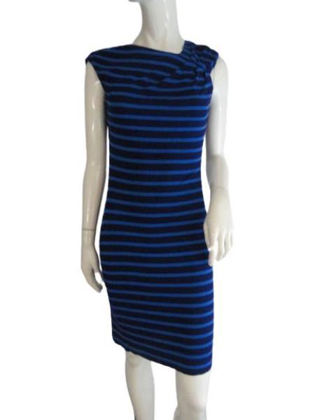 Load image into Gallery viewer, Ellen Tracy Blue Stripe Dress Size 4 SKU 000194-15
