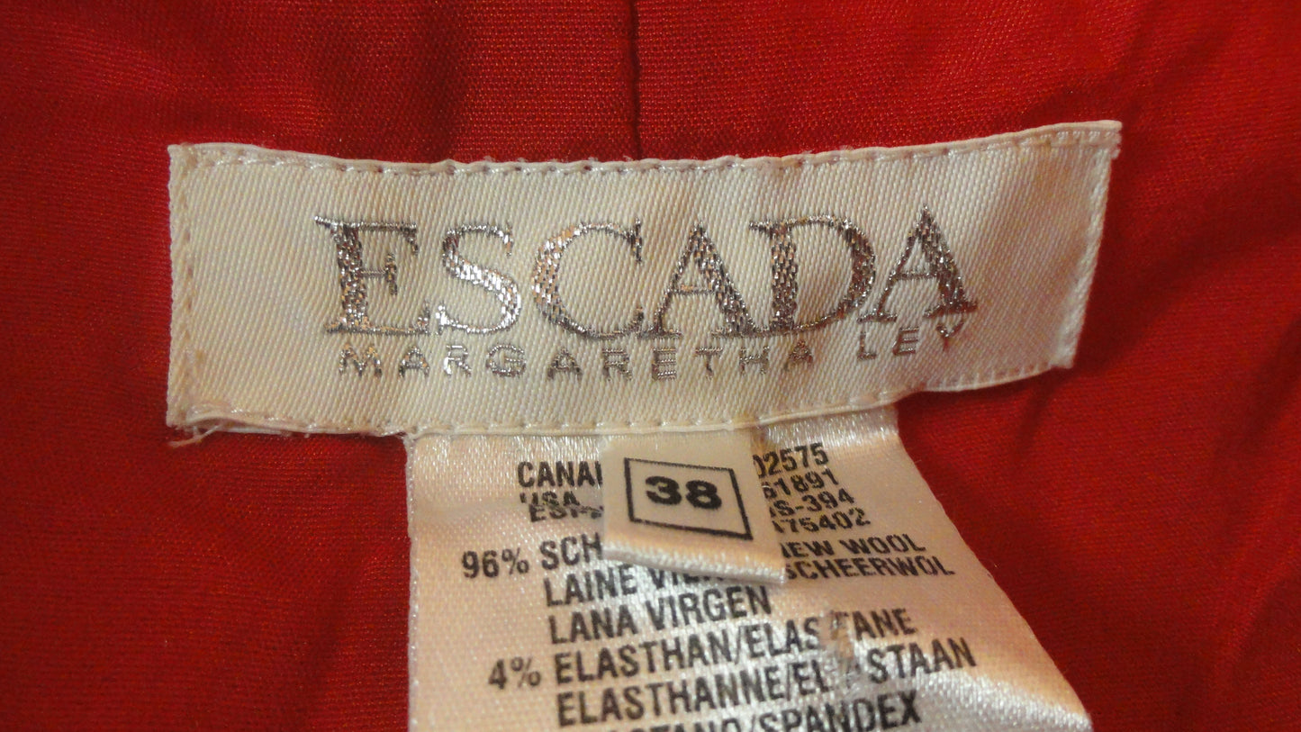 Escada 70's Long Sleeve Stunning Red Blazer Size 38 SKU 000206