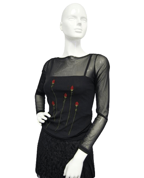 Bed of Roses Mesh Top Black & Red Size Small SKU 000096