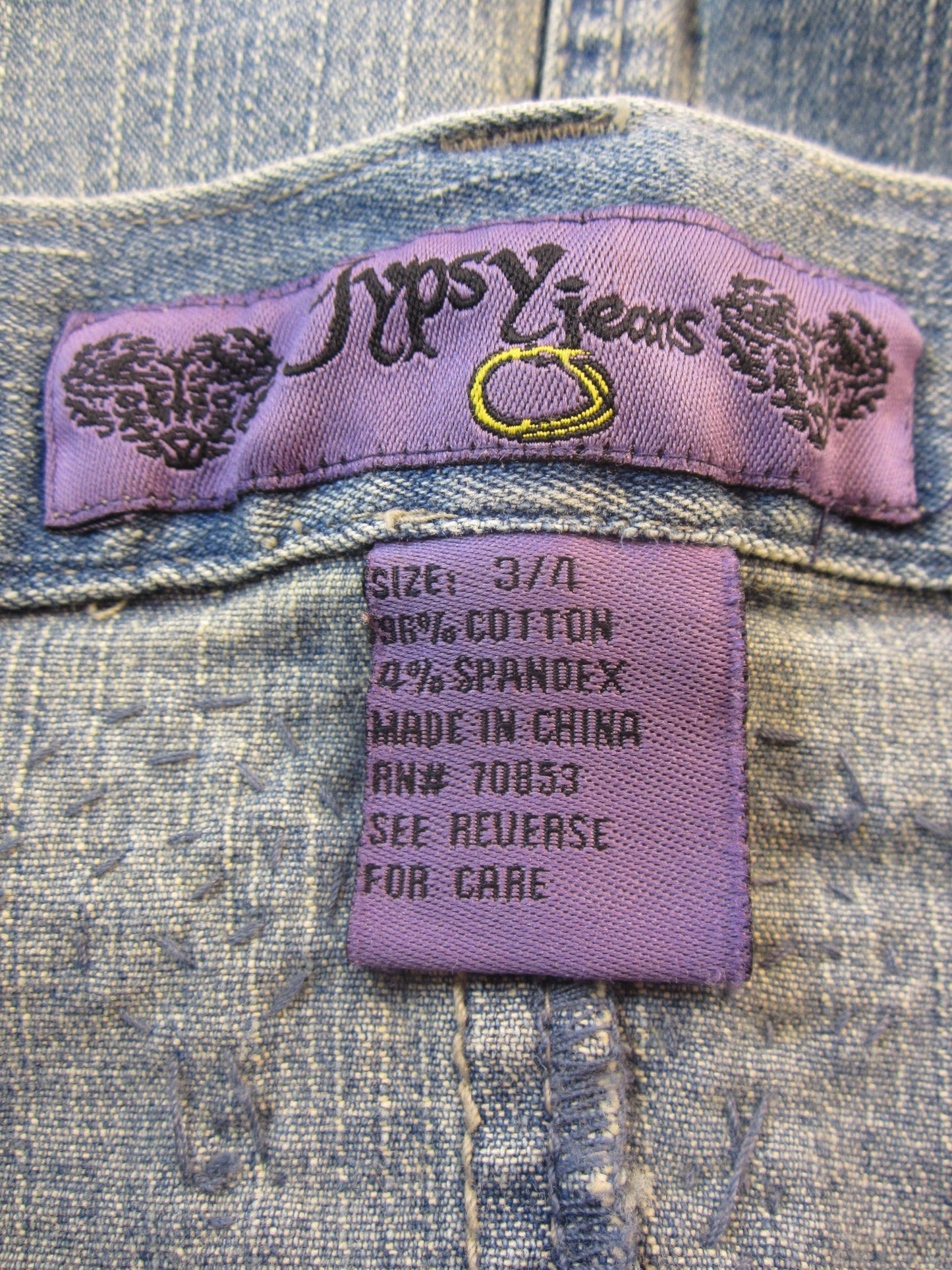 Gypsy Jeans 80's Skirt Denim Beaded Embellished Size 3/4 SKU 000102
