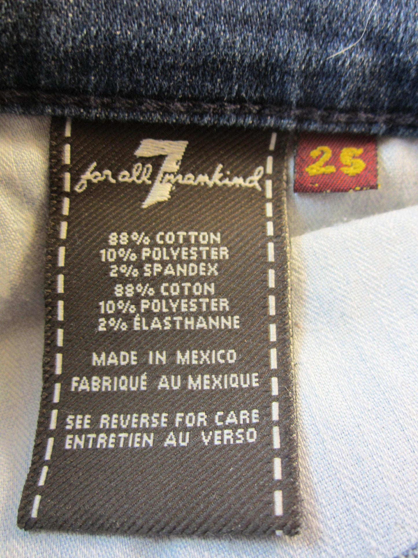 7 For All Mankind 90's Denim Blue Jeans Size 25 SKU 000102