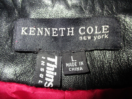 KENNETH COLE Coat Black Leather Size L SKU 000245-2