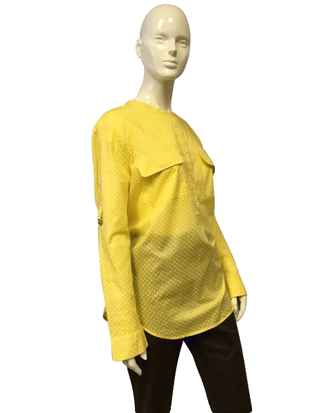Ann Taylor 80's Polka Dot Yellow Top Size XL SKU 000051