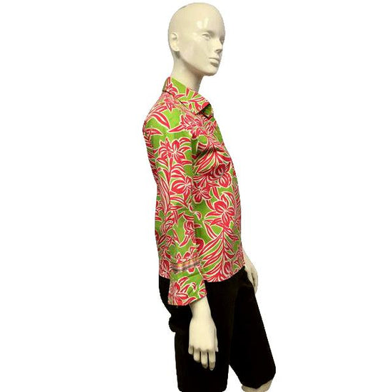 IZOD 70's Pink and Green Field of Florals Blouse Size Small SKU 000051 ...