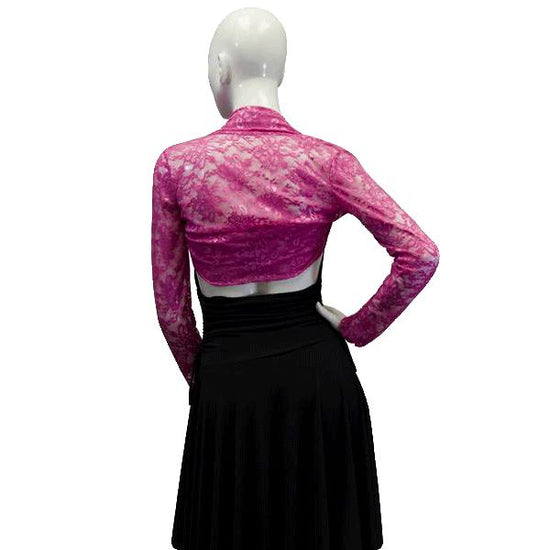 Load image into Gallery viewer, Lace Crop Stretch Long Sleeve Top (One Size) SKU 000023
