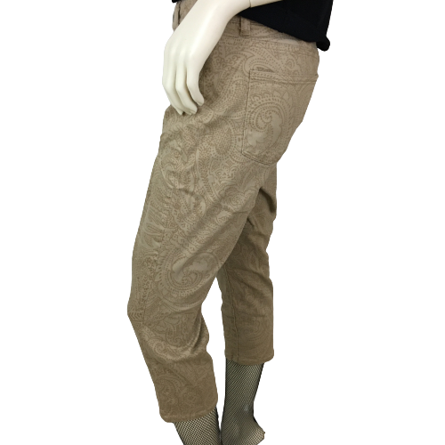 Talbots Pants Cropped Tan Paisley Pattern Size 10P SKU 000327-5