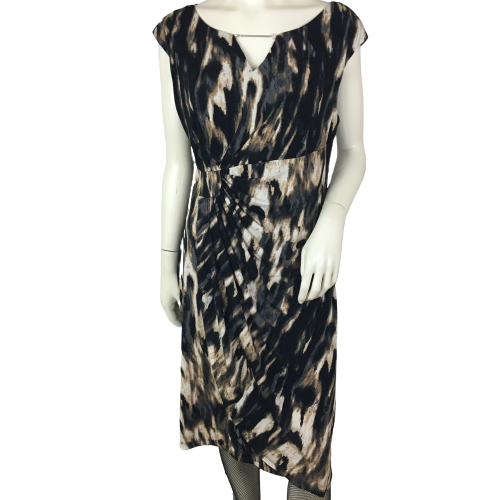 Connected Woman Dress Black, Silver, Gold & Cream Tribal Size 14 SKU 000326-1