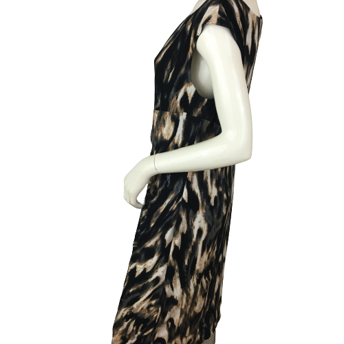 Connected Woman Dress Black, Silver, Gold & Cream Tribal Size 14 SKU 000326-1