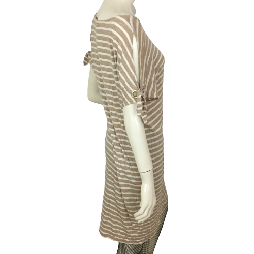 Calvin Klein Dress Tan & White Stripes Cold Shoulder Size S SKU 000326-7