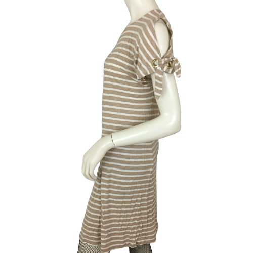 Calvin Klein Dress Tan & White Stripes Cold Shoulder Size S SKU 000326-7