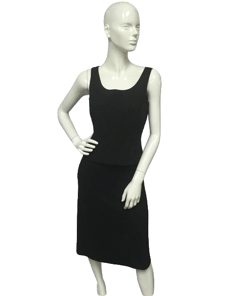 Load image into Gallery viewer, Tahari 90&amp;#39;s Top Black with Gray Pinstripes Size 4 P SKU 000096
