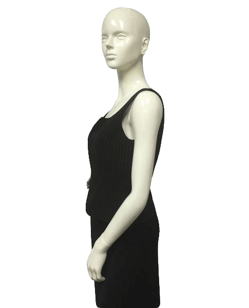 Load image into Gallery viewer, Tahari 90&amp;#39;s Top Black with Gray Pinstripes Size 4 P SKU 000096

