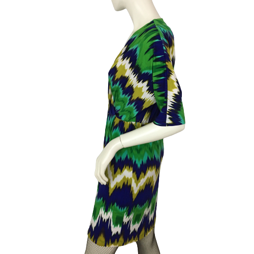 Calvin Klein Dress Green, Purple, White & Lime Zig Zag Size 2 SKU 000326-10